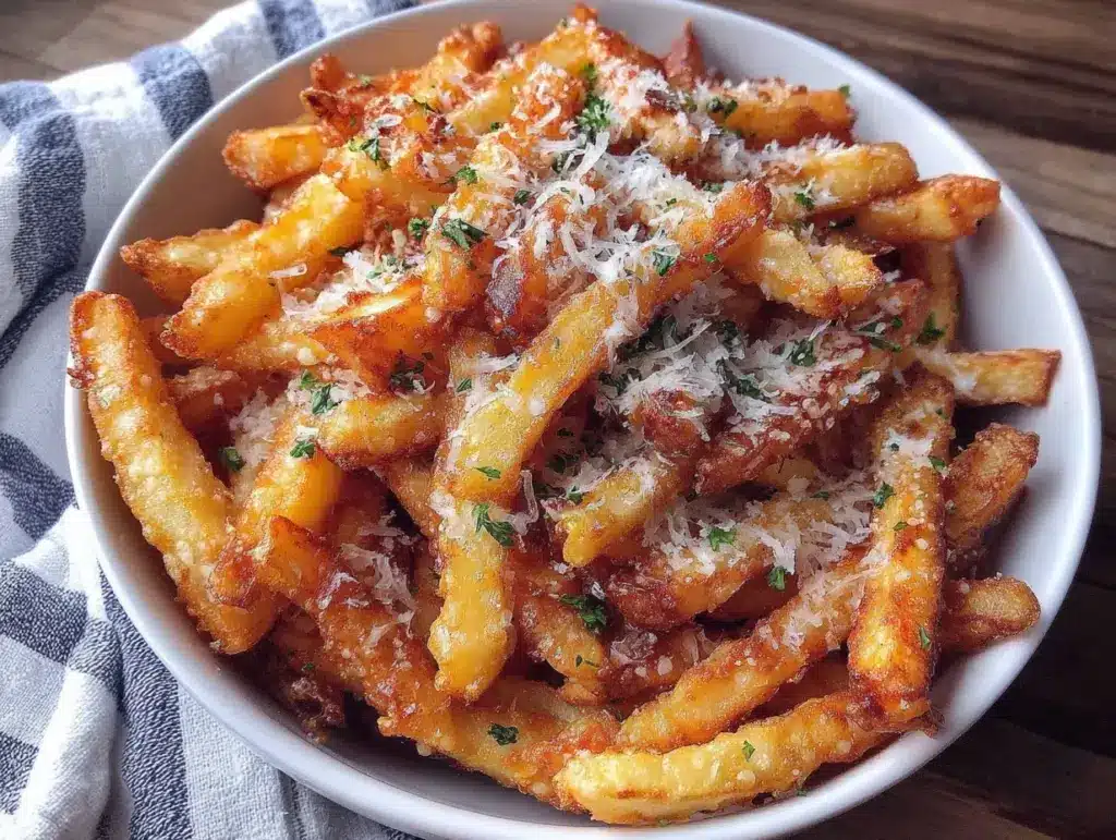 air fryer garlic parmesan fries - featured image
