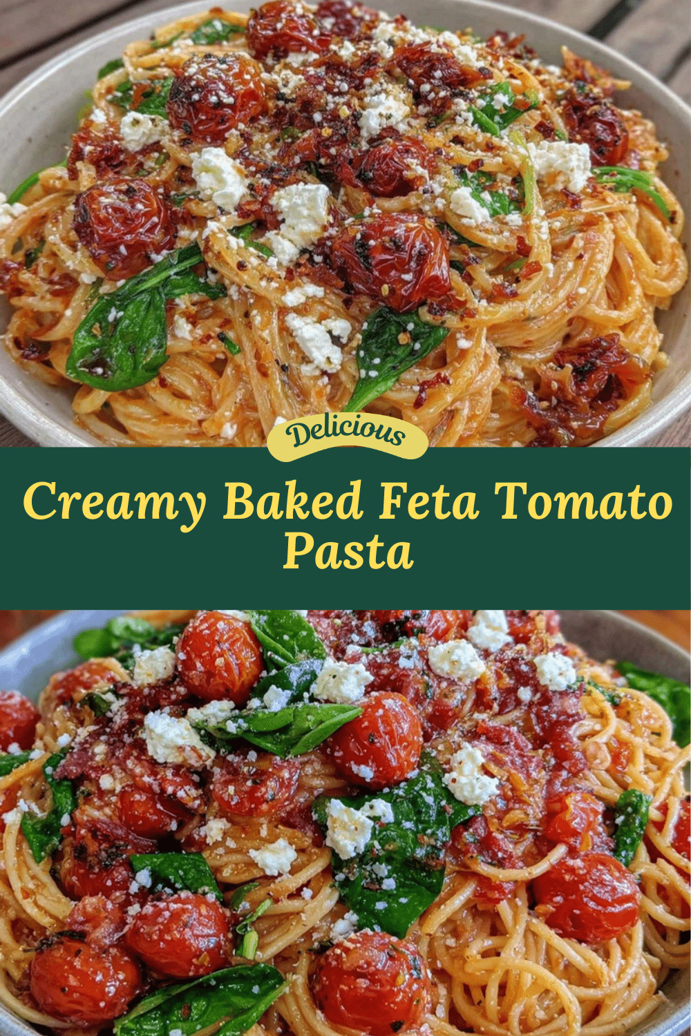 creamy baked feta tomato pasta recipe