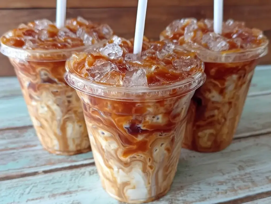creamy caramel iced coffee - featured image