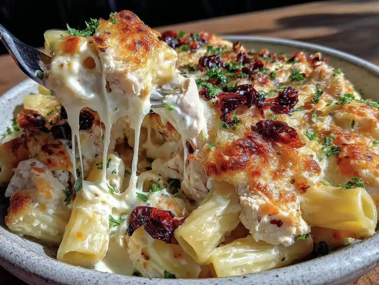 creamy chicken Alfredo baked ziti preparation steps