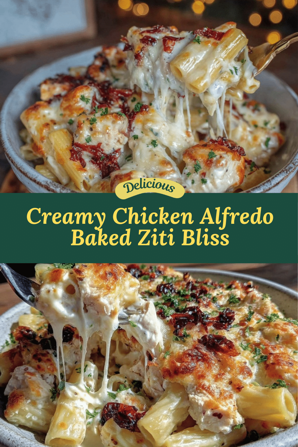creamy chicken Alfredo baked ziti recipe