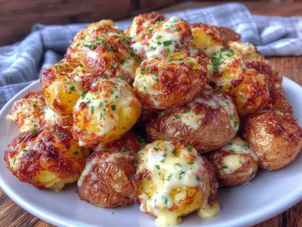 creamy garlic sauce baby potatoes - featured image
