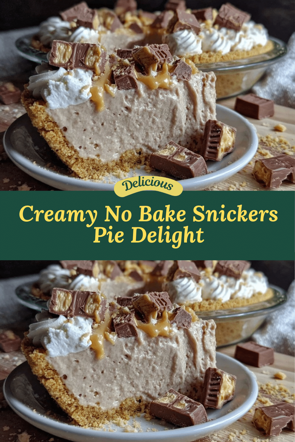 creamy no bake snickers pie recipe