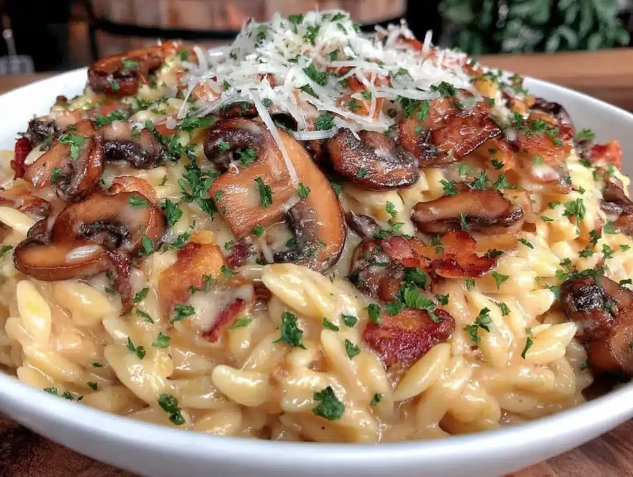 creamy one-pot mushroom orzo preparation steps