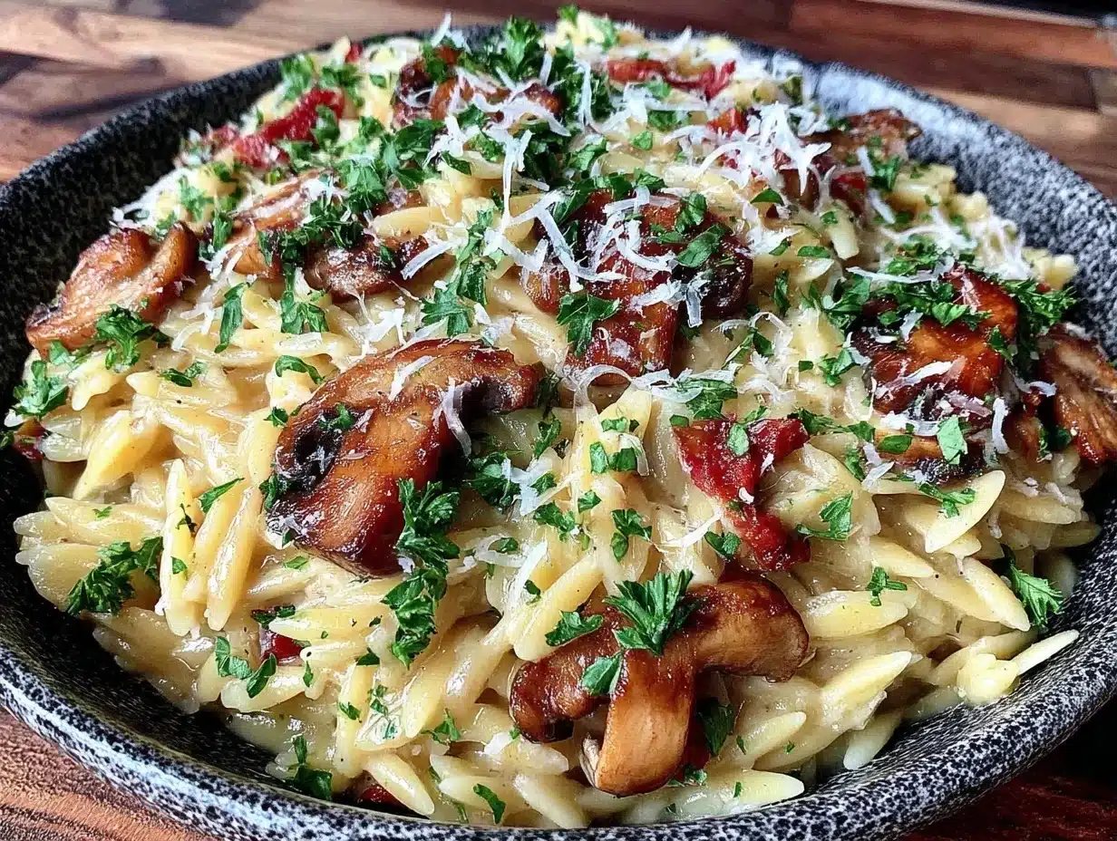 creamy one-pot mushroom orzo - featured image