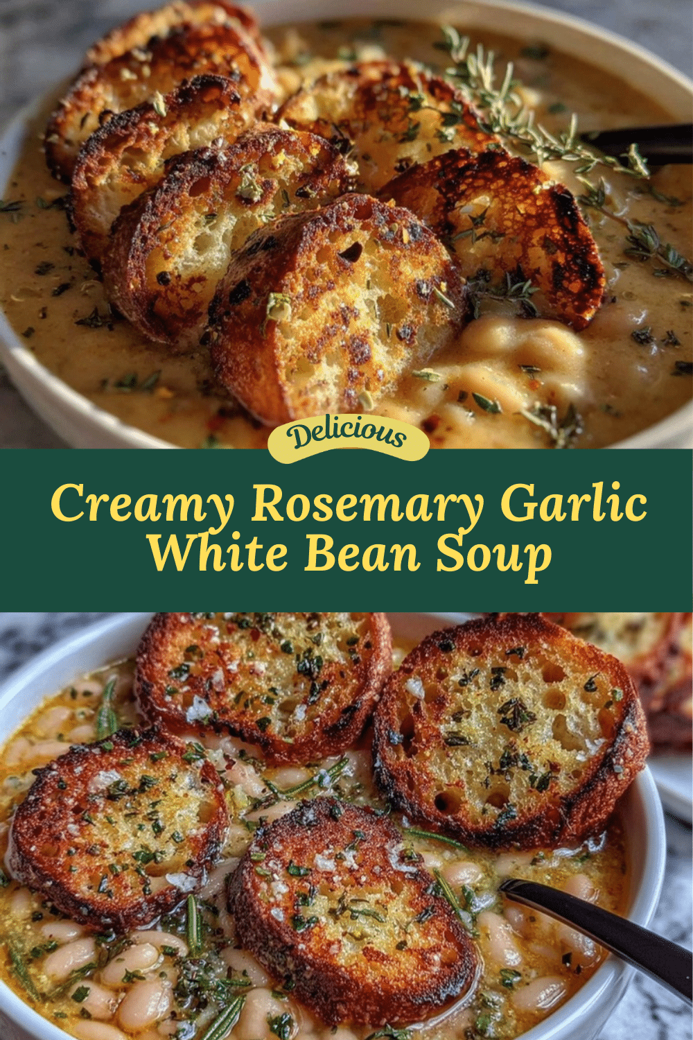 creamy rosemary garlic white bean soup recipe
