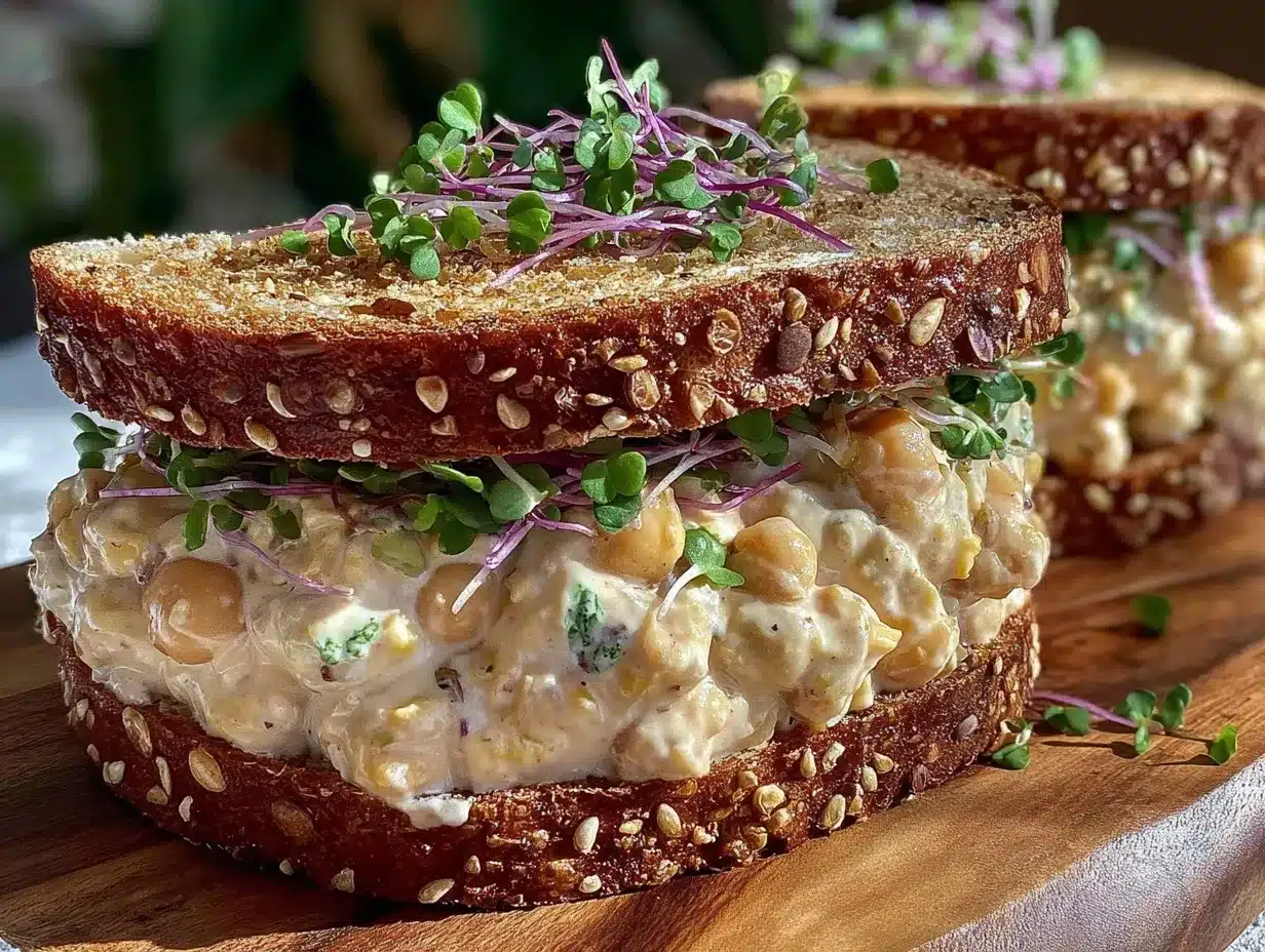creamy vegan chickpea salad sandwich preparation steps