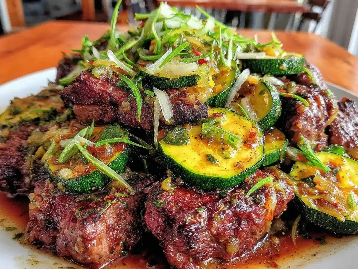 garlic butter steak and zucchini preparation steps