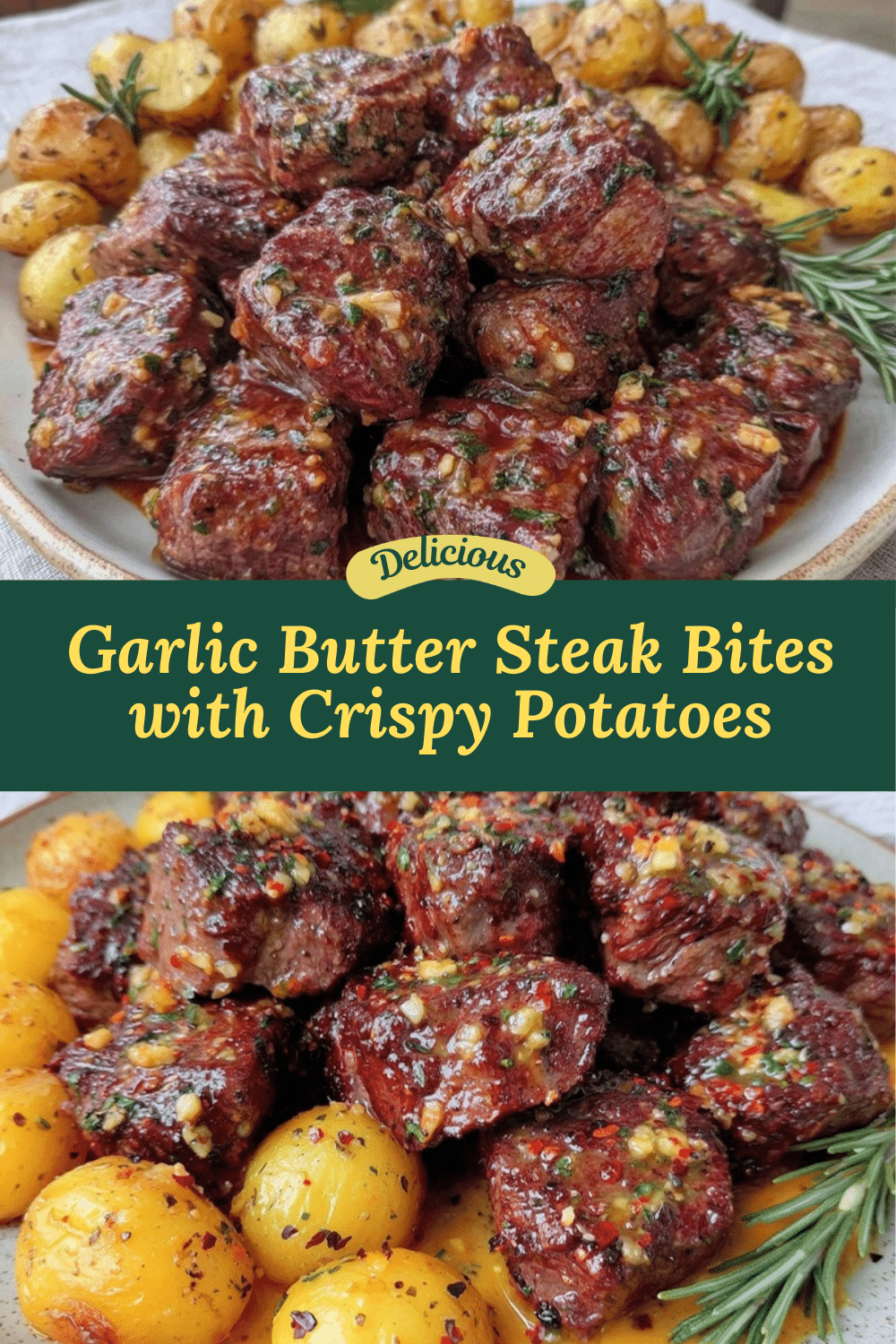garlic butter steak bites and potatoes recipe