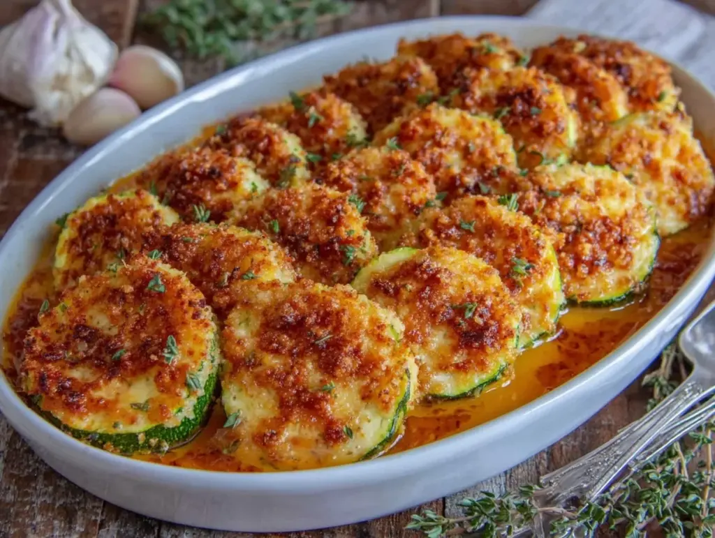 garlic parmesan roasted zucchini - featured image