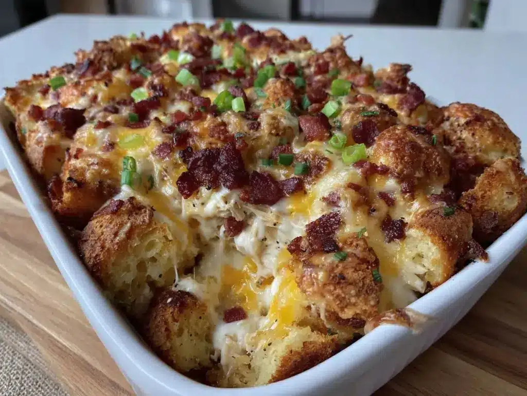 loaded chicken bacon ranch casserole - featured image