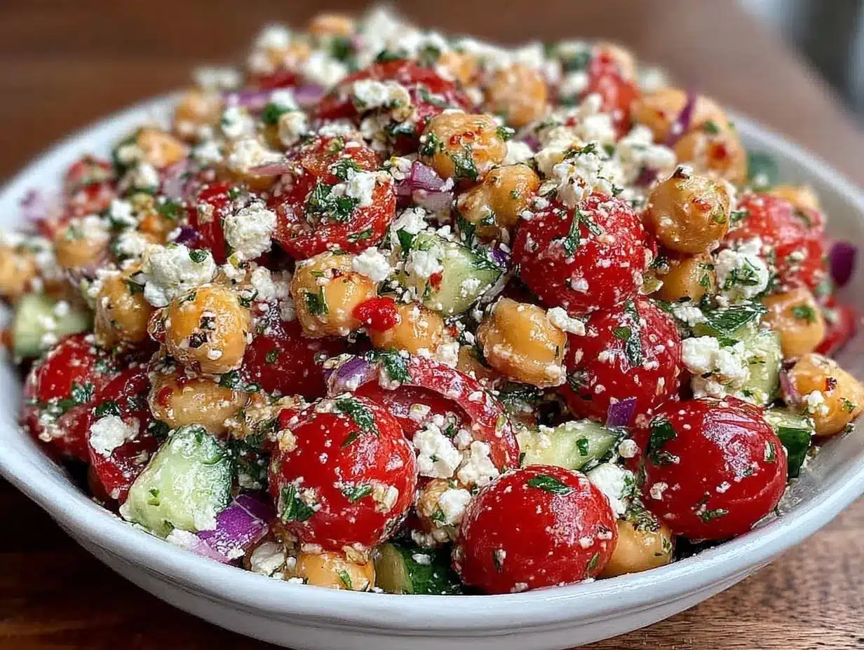 Mediterranean chickpea salad preparation steps