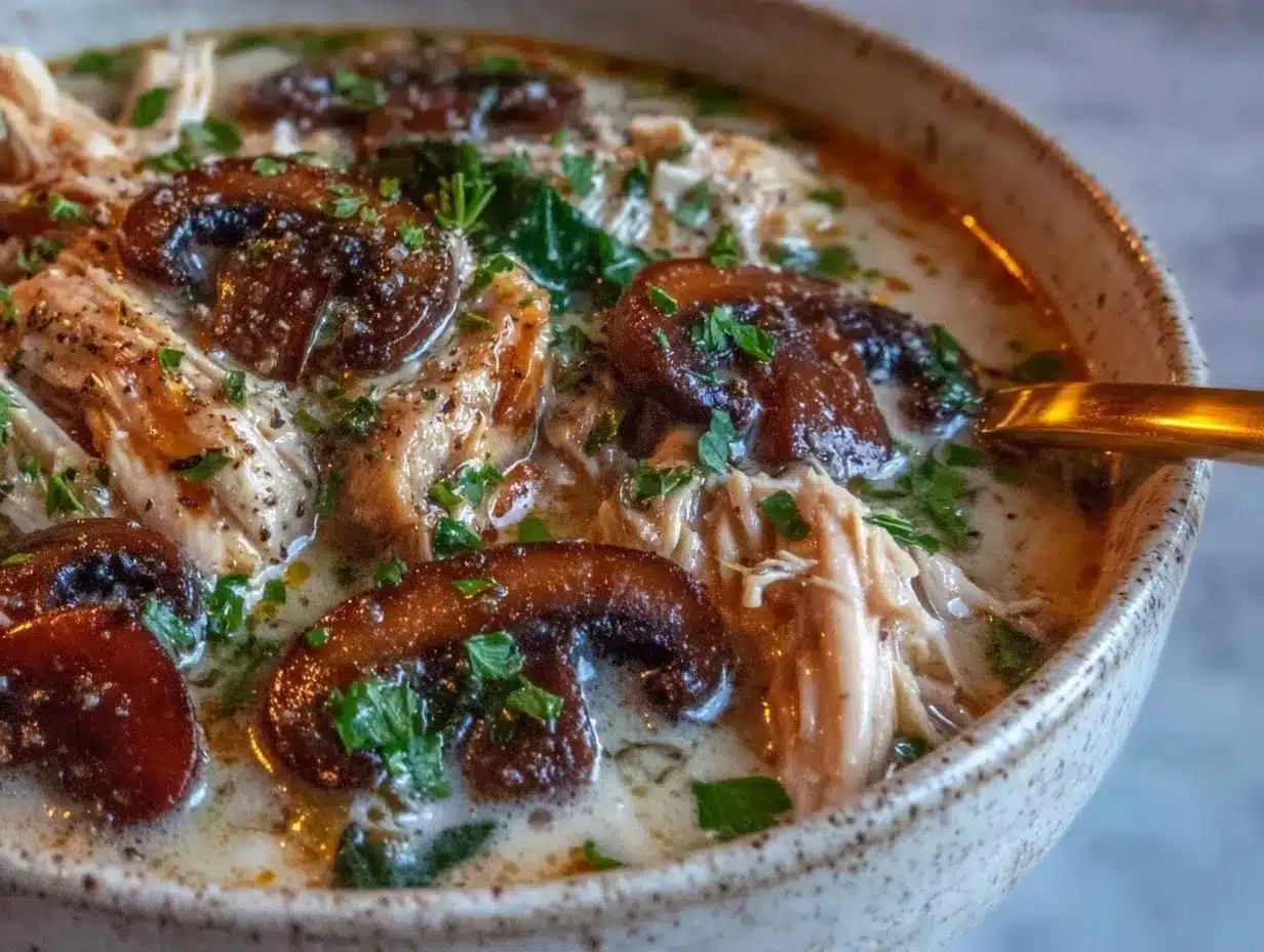 rotisserie chicken and mushroom soup preparation steps