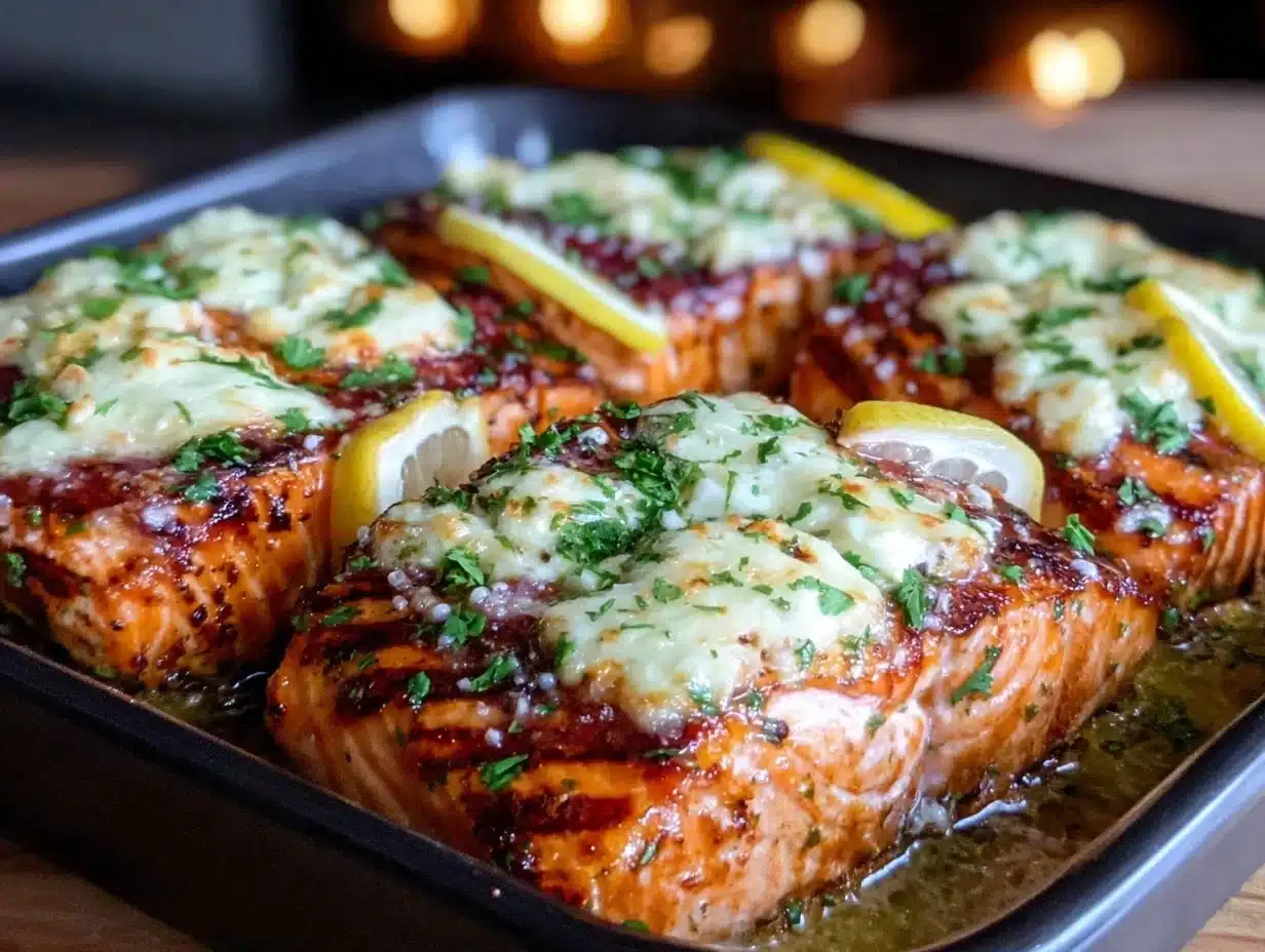 savory baked Boursin salmon recipe - featured image