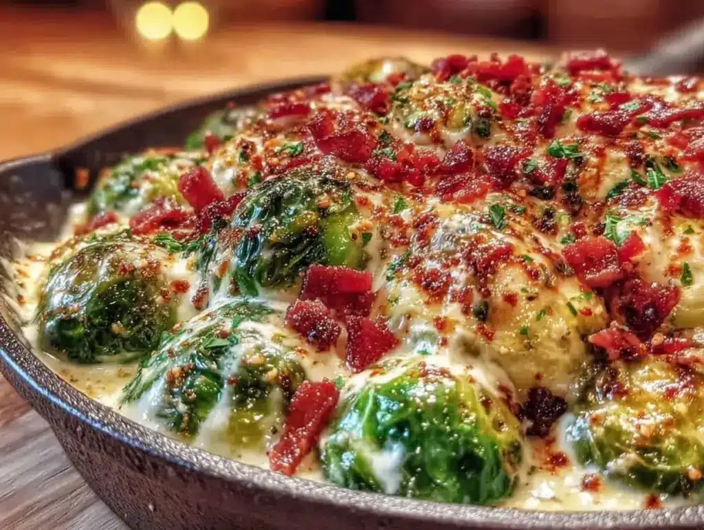 savory brussels sprouts with bacon recipe - featured image