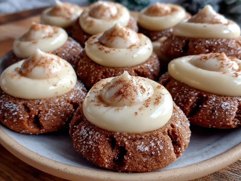 savory eggnog gingerbread thumbprint cookies - featured image
