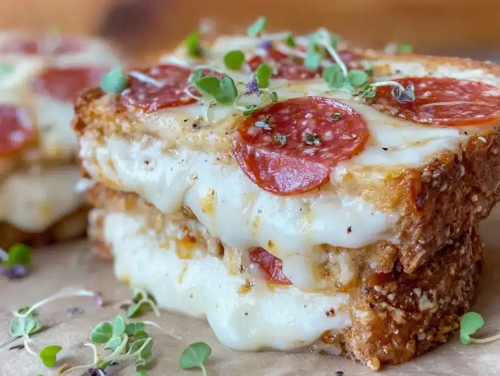 savory pizza grilled cheese sandwich - featured image