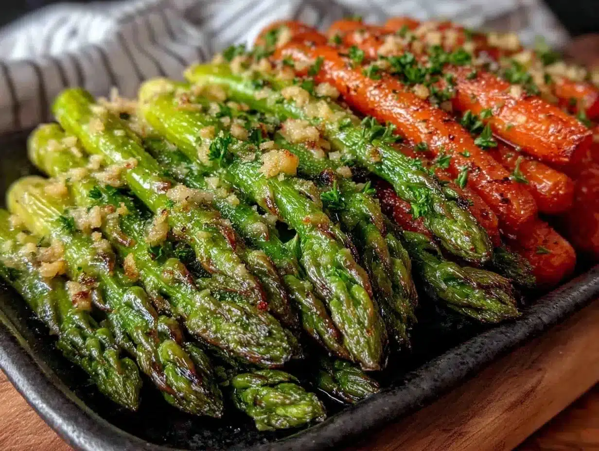 savory roasted asparagus and carrots preparation steps