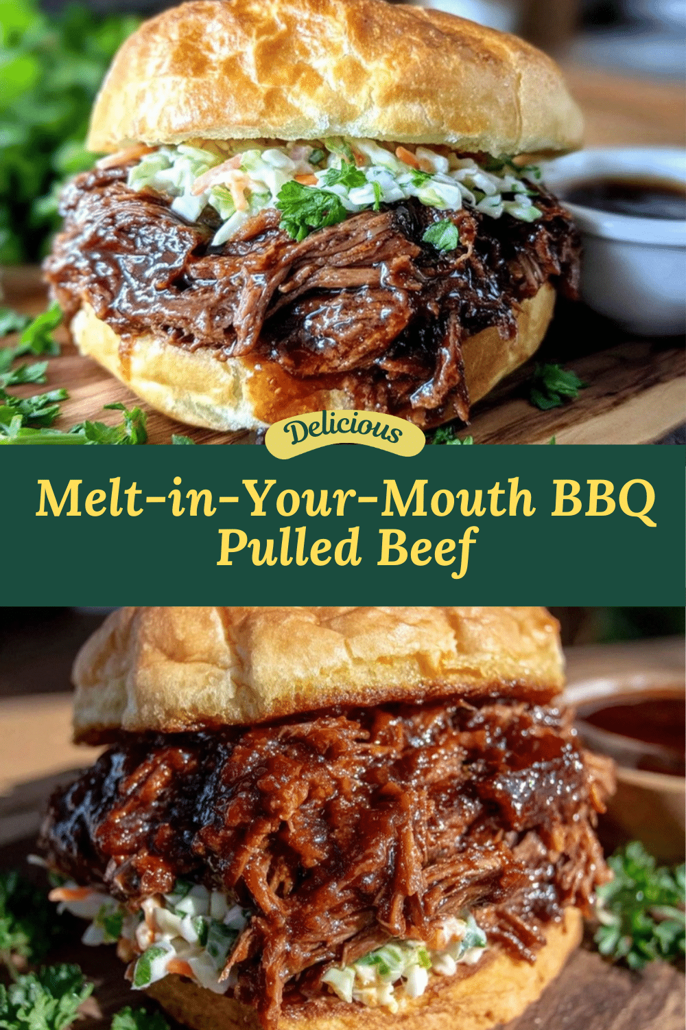 slow cooker BBQ pulled beef sandwich recipe