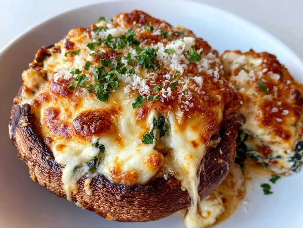 spinach and cheese stuffed portobello mushrooms - featured image