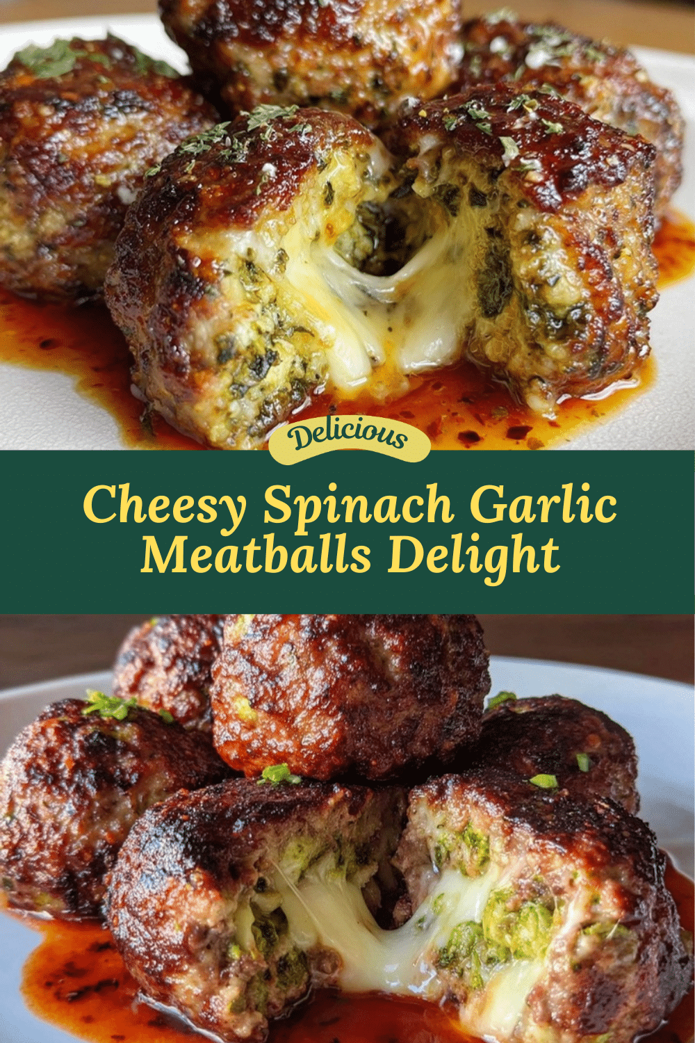 spinach garlic meatballs stuffed with mozzarella recipe