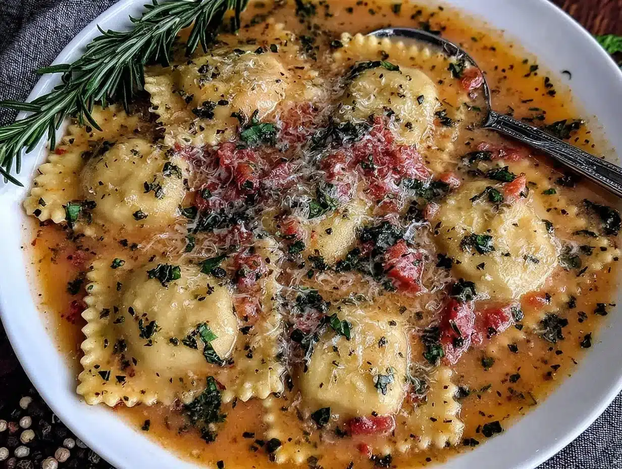 Tuscan ravioli soup preparation steps